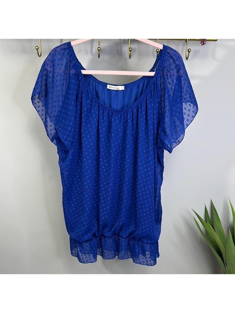 Revolution by Ricki's Women's Size 18 Blue Polka Dot Sheer Overlay Y2K